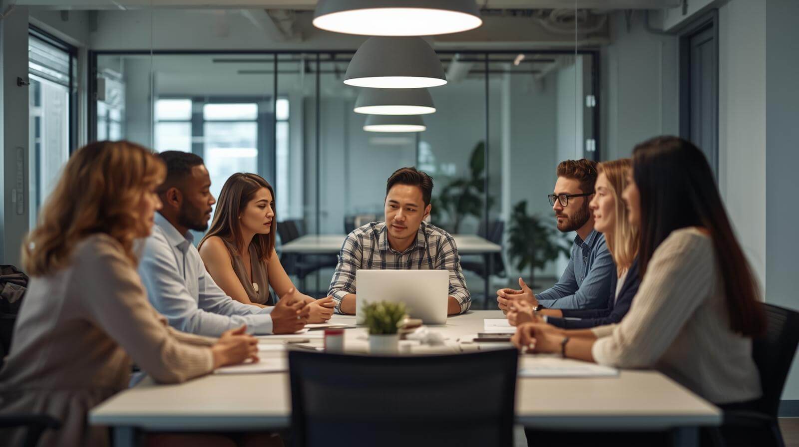 Growing company team meeting, collaborative hiring discussion, or professional partnership imagery
