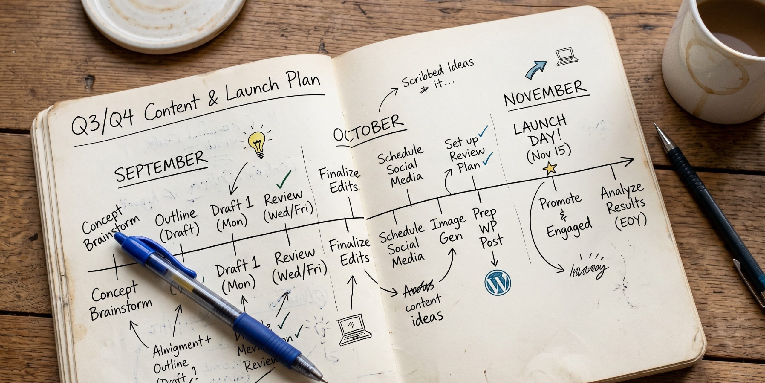 Startup founder sketching a hiring roadmap - planning ahead